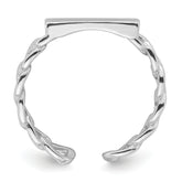 Sterling Silver Rhodium-plated Bar and Chain Link Adjustable Ring